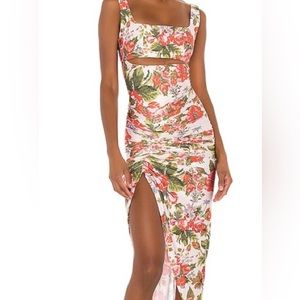 Raisa Vanessa X Revolve dress pink floral cut out.